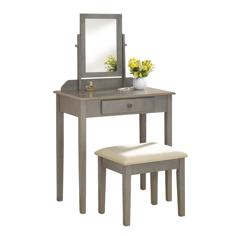 American Furniture Classics Solid Wood Vanity Set with Stool and Mirror